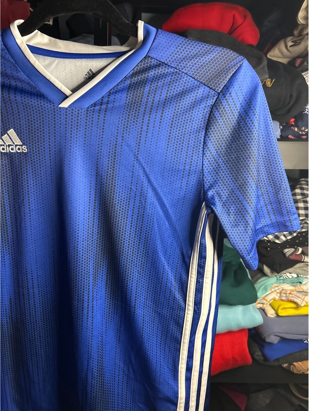 Adidas Climalite Blue and White Athletic T-Shirt Youth Medium